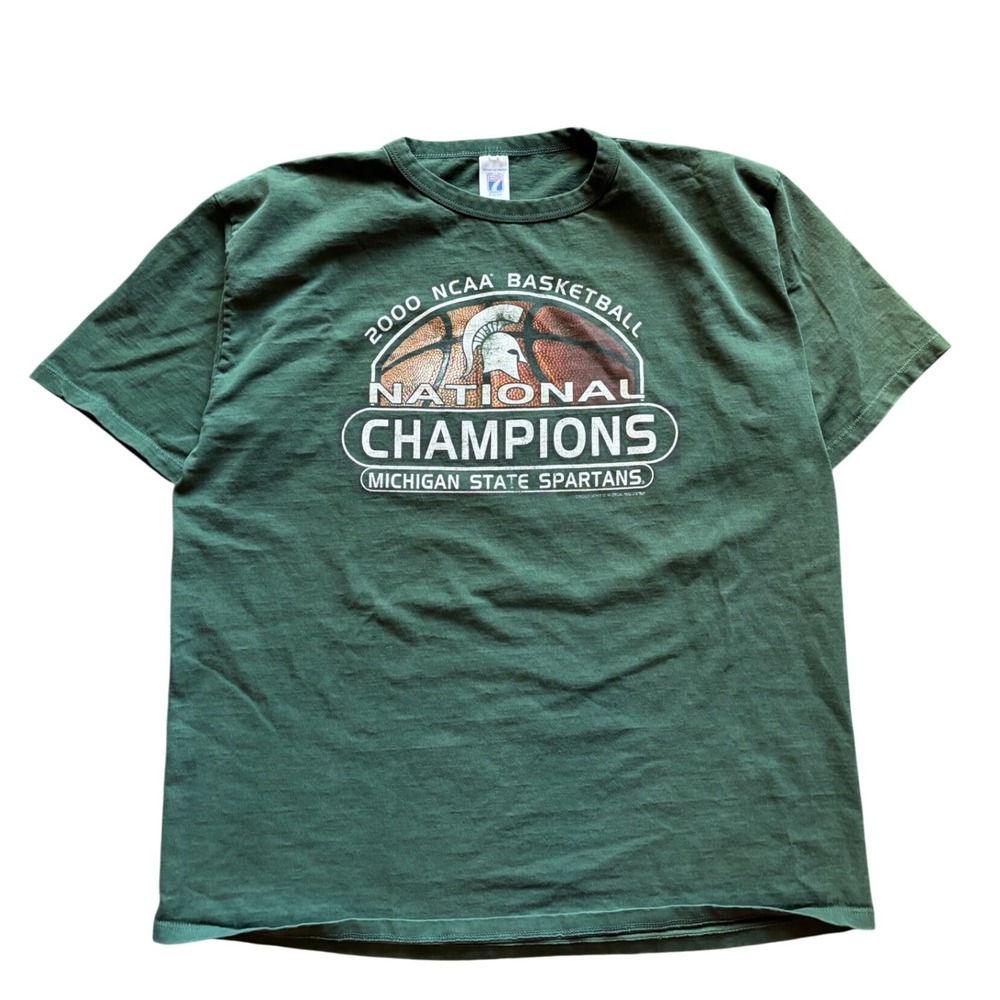 Vintage 2000 Logo 7 Michigan State Trojans Basketball Championship Shirt